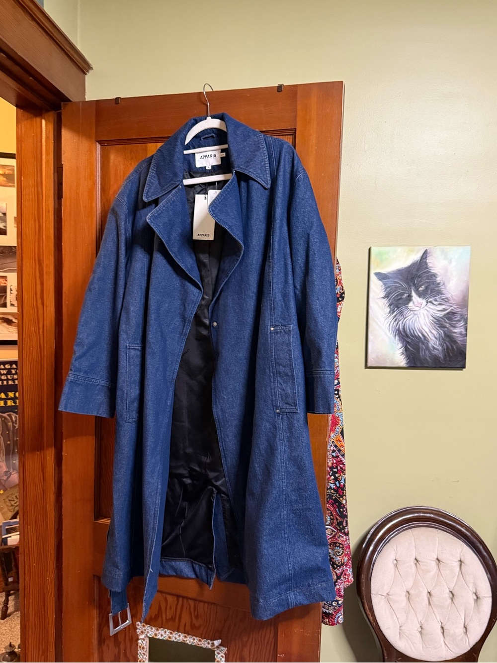 Apparis Indigo Denim Trench Coat - Deep Blue